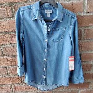 Girls button up denim long sleeve shirt